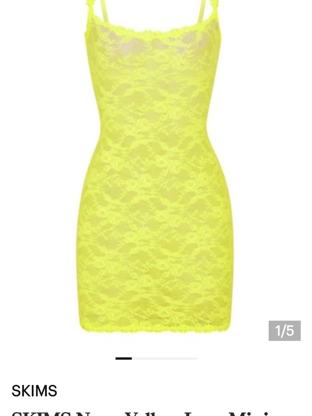 SKIMS Neon Lace Mini Slip Dress in Yellow
